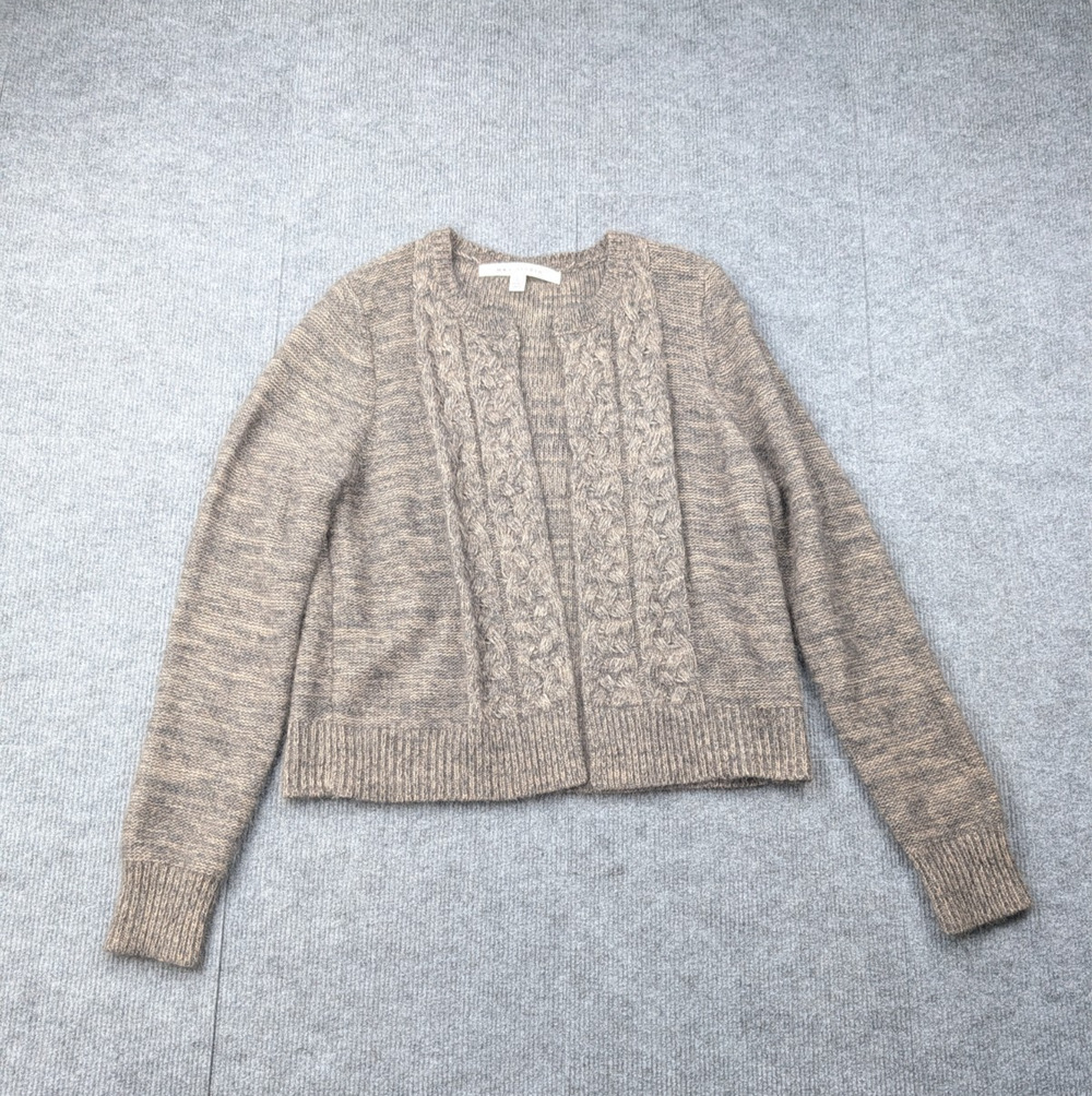Vintage Max Studio Cable Knit Cardigan Womens Large Angora Cottage Classic 90s